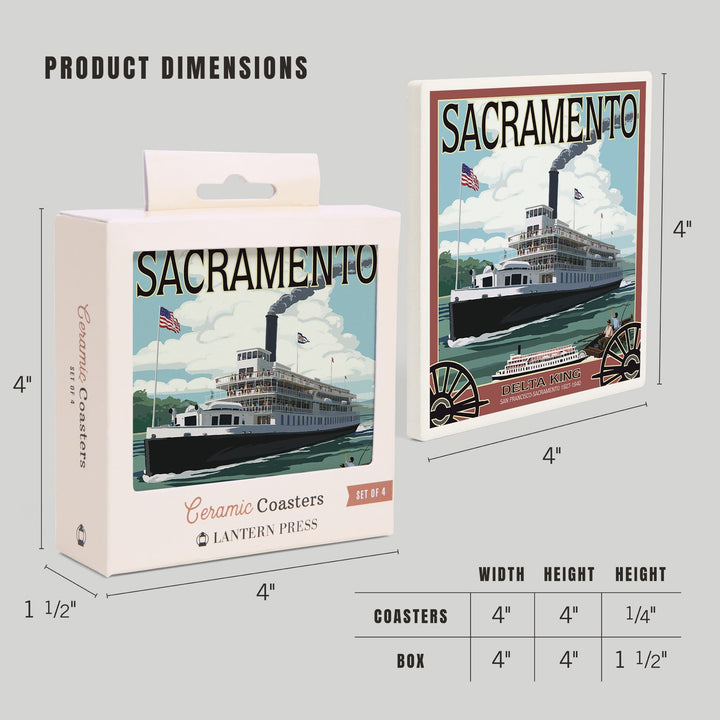 Sacramento, California, Delta King Riverboat, Coasters Coasters Lantern Press