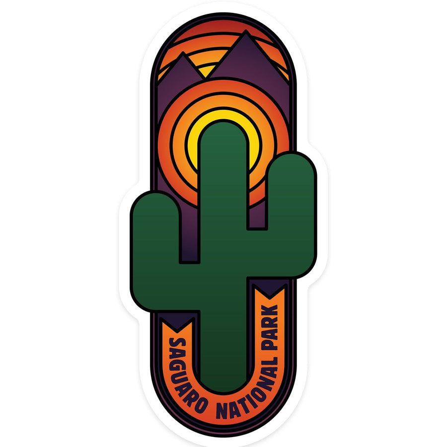 Saguaro National Park, Arizona, Cactus, Contour, Vector, Vinyl Sticker Sticker Lantern Press