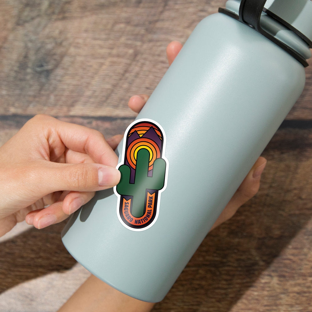 Saguaro National Park, Arizona, Cactus, Contour, Vector, Vinyl Sticker Sticker Lantern Press