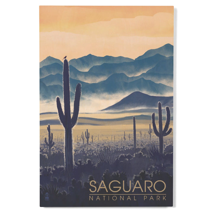 Saguaro National Park, Arizona, Desert Landscape, Lantern Press Artwork, Wood Signs and Postcards Wood Lantern Press
