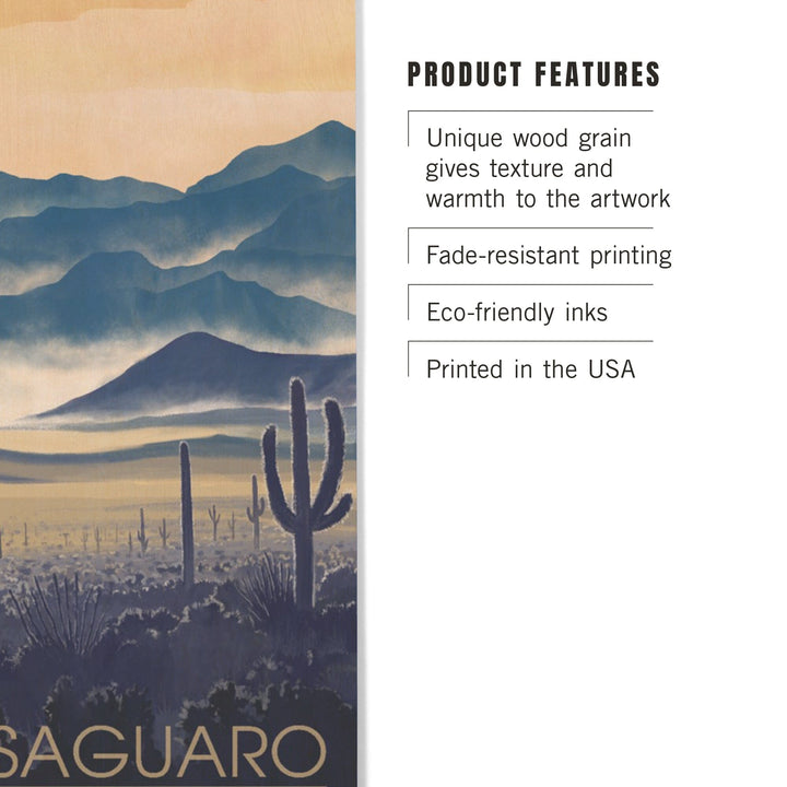 Saguaro National Park, Arizona, Desert Landscape, Lantern Press Artwork, Wood Signs and Postcards Wood Lantern Press