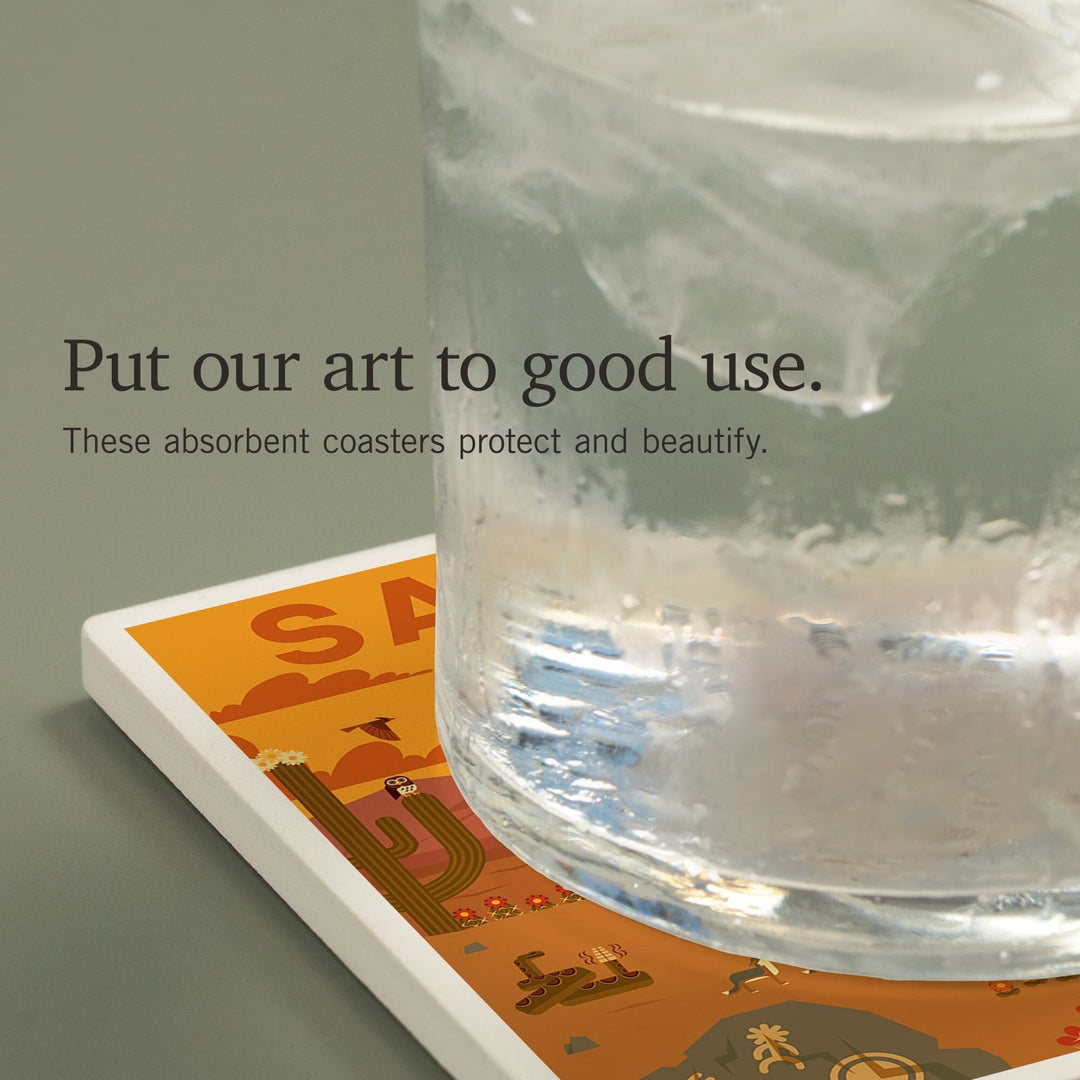 Saguaro National Park, Arizona, Geometric National Park Series, Coasters Coasters Lantern Press