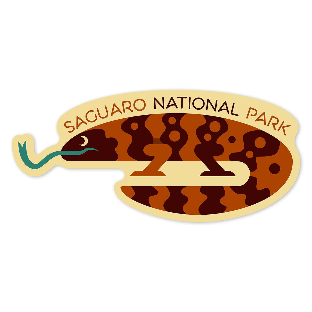Saguaro National Park, Arizona, Gila Monster, Geometric, Contour, Lantern Press Artwork, Vinyl Sticker Sticker Lantern Press