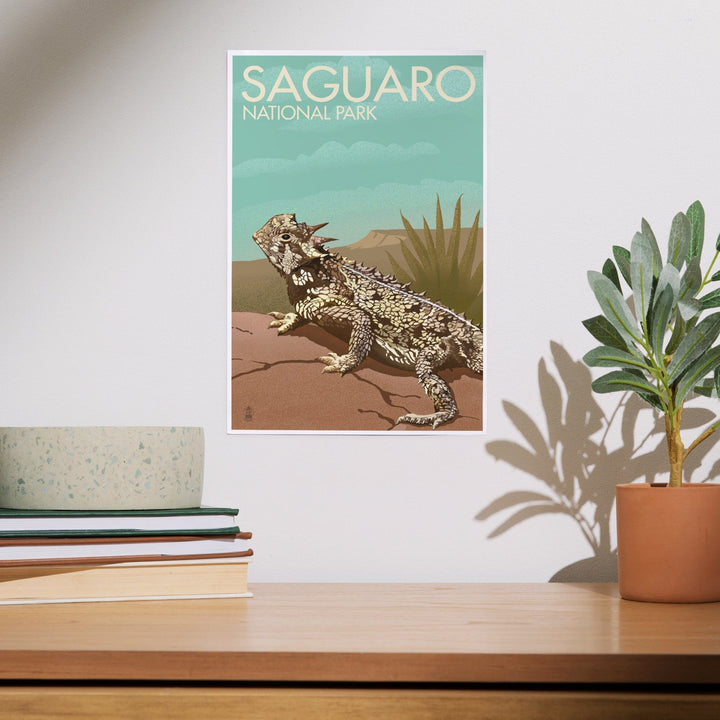 Saguaro National Park, Arizona, Horned Lizard, Lithograph, Art & Giclee Prints Art Lantern Press