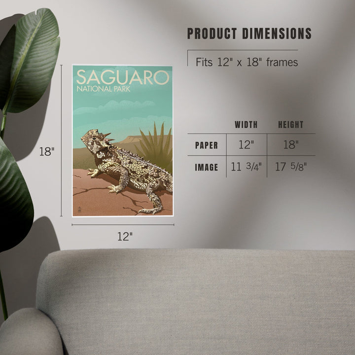 Saguaro National Park, Arizona, Horned Lizard, Lithograph, Art & Giclee Prints Art Lantern Press