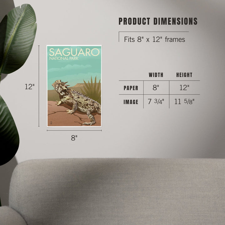 Saguaro National Park, Arizona, Horned Lizard, Lithograph, Art & Giclee Prints Art Lantern Press