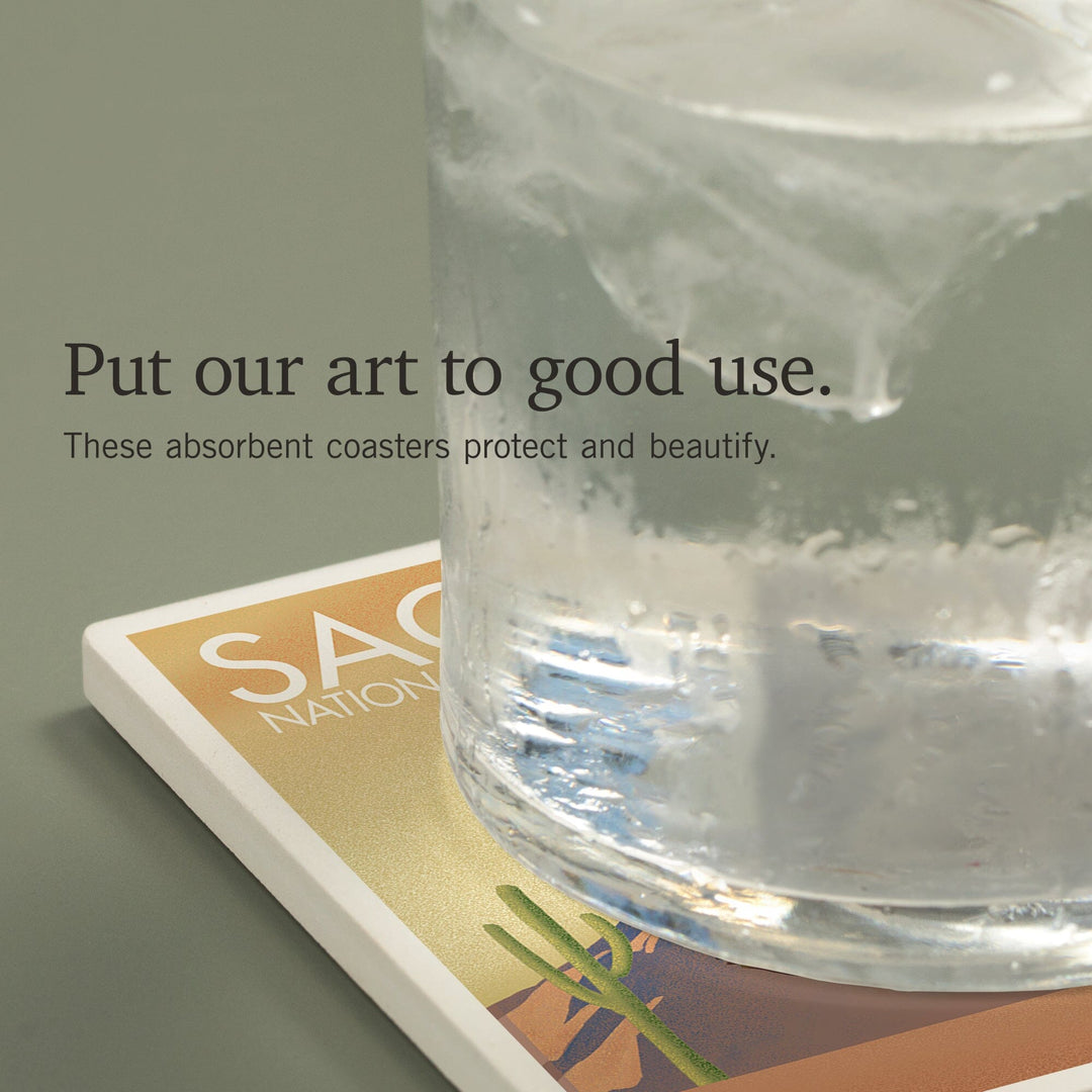 Saguaro National Park, Arizona, Javelina, Lithograph, Coasters Coasters Lantern Press