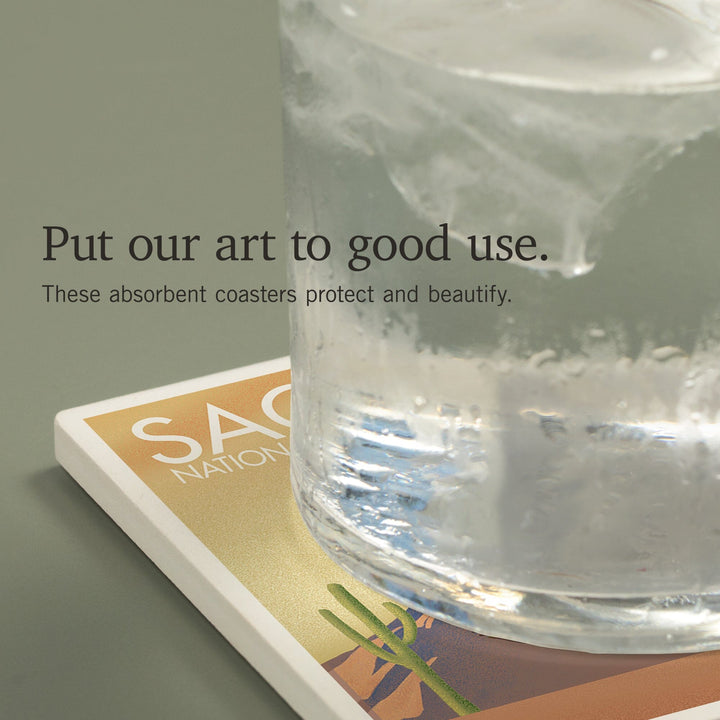 Saguaro National Park, Arizona, Javelina, Lithograph, Coasters Coasters Lantern Press