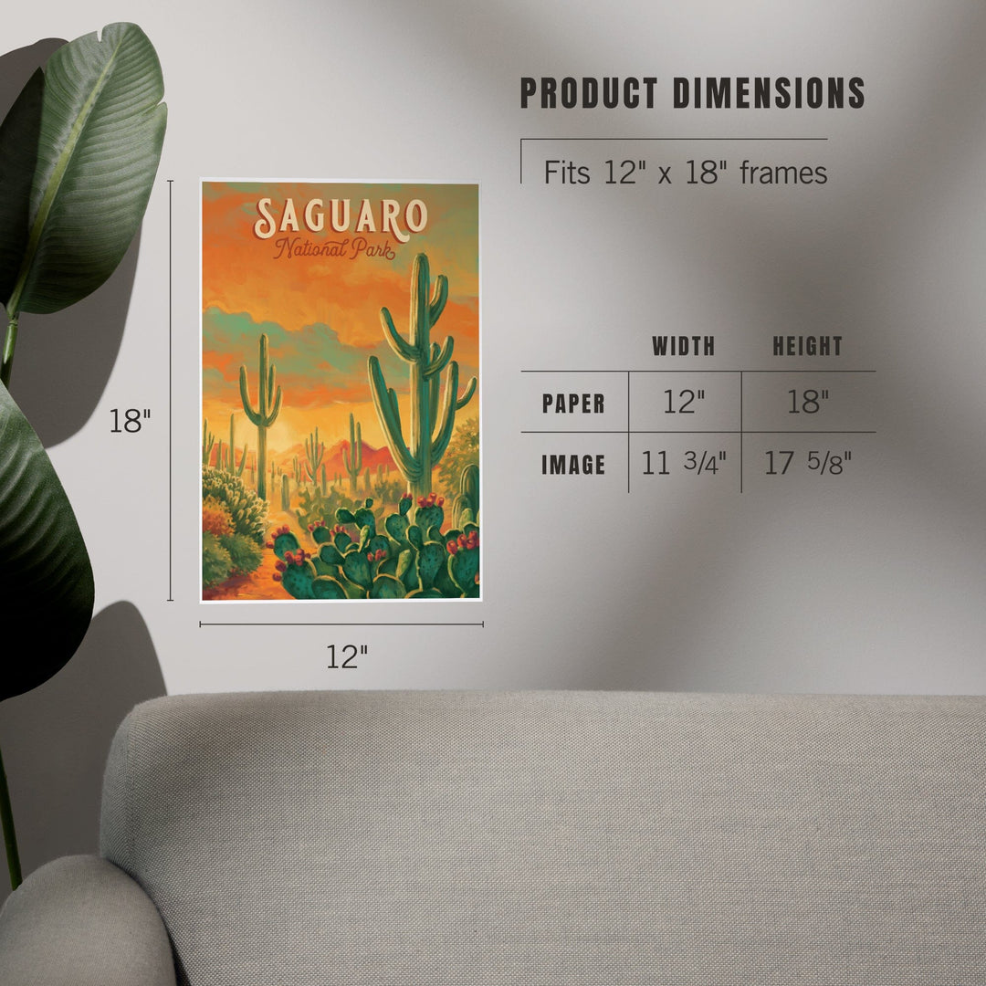 Saguaro National Park, Arizona, Oil Painting National Park Series, Art & Giclee Prints Art Lantern Press