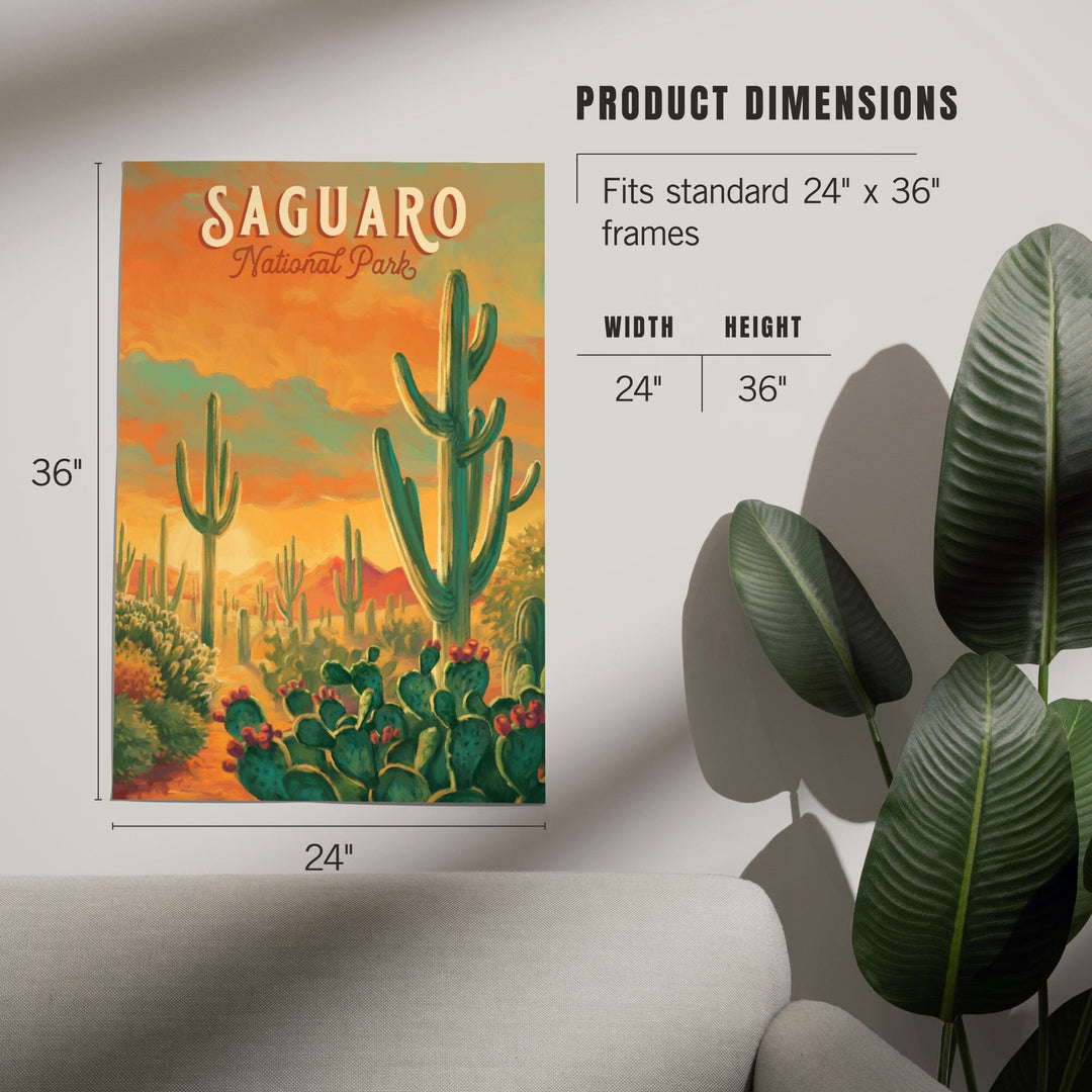 Saguaro National Park, Arizona, Oil Painting National Park Series, Art & Giclee Prints Art Lantern Press