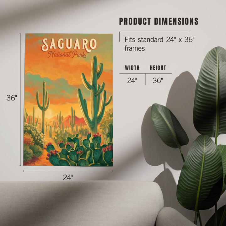 Saguaro National Park, Arizona, Oil Painting National Park Series, Art & Giclee Prints Art Lantern Press