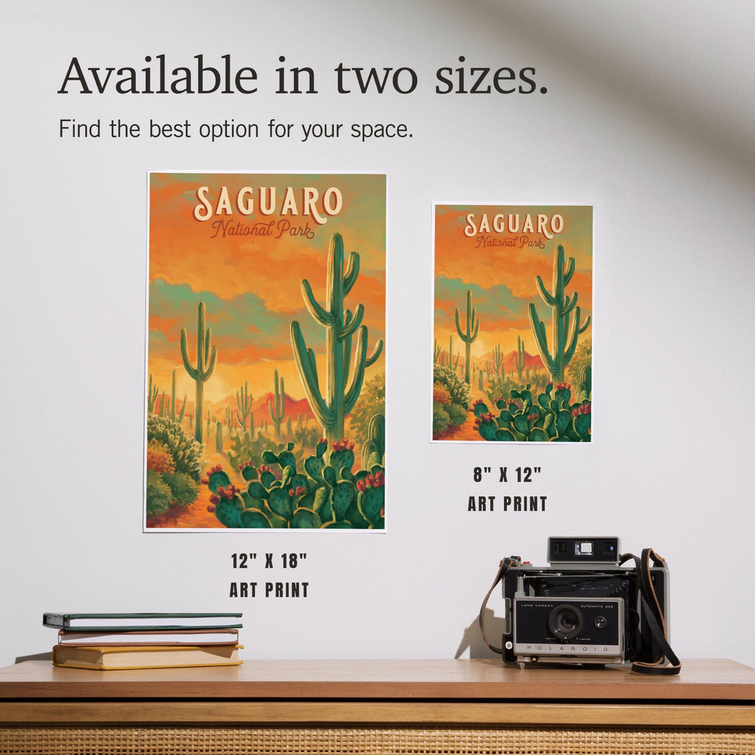Saguaro National Park, Arizona, Oil Painting National Park Series, Art & Giclee Prints Art Lantern Press