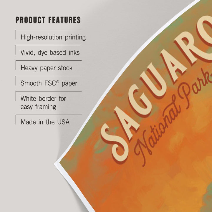 Saguaro National Park, Arizona, Oil Painting National Park Series, Art & Giclee Prints Art Lantern Press