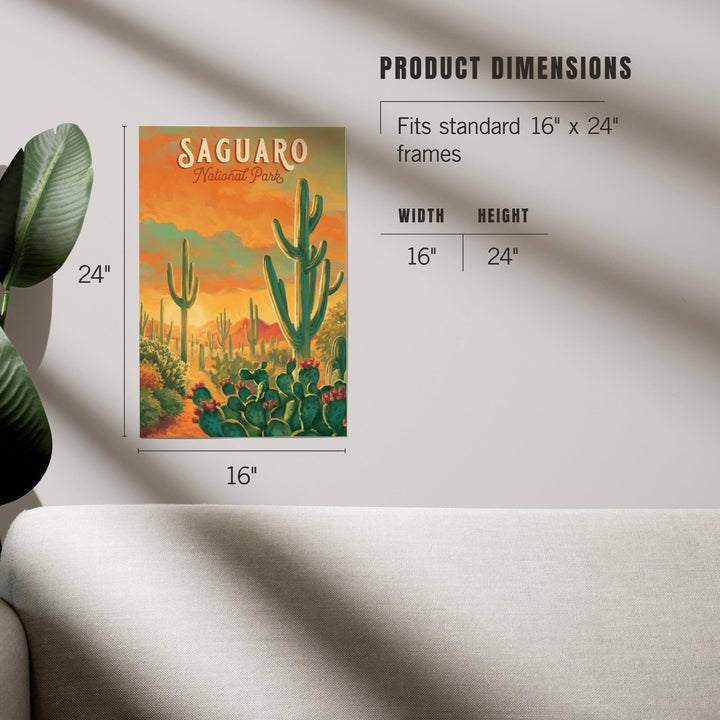 Saguaro National Park, Arizona, Oil Painting National Park Series, Art & Giclee Prints Art Lantern Press