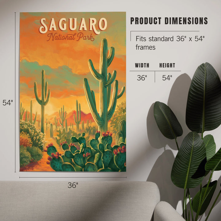 Saguaro National Park, Arizona, Oil Painting National Park Series, Art & Giclee Prints Art Lantern Press