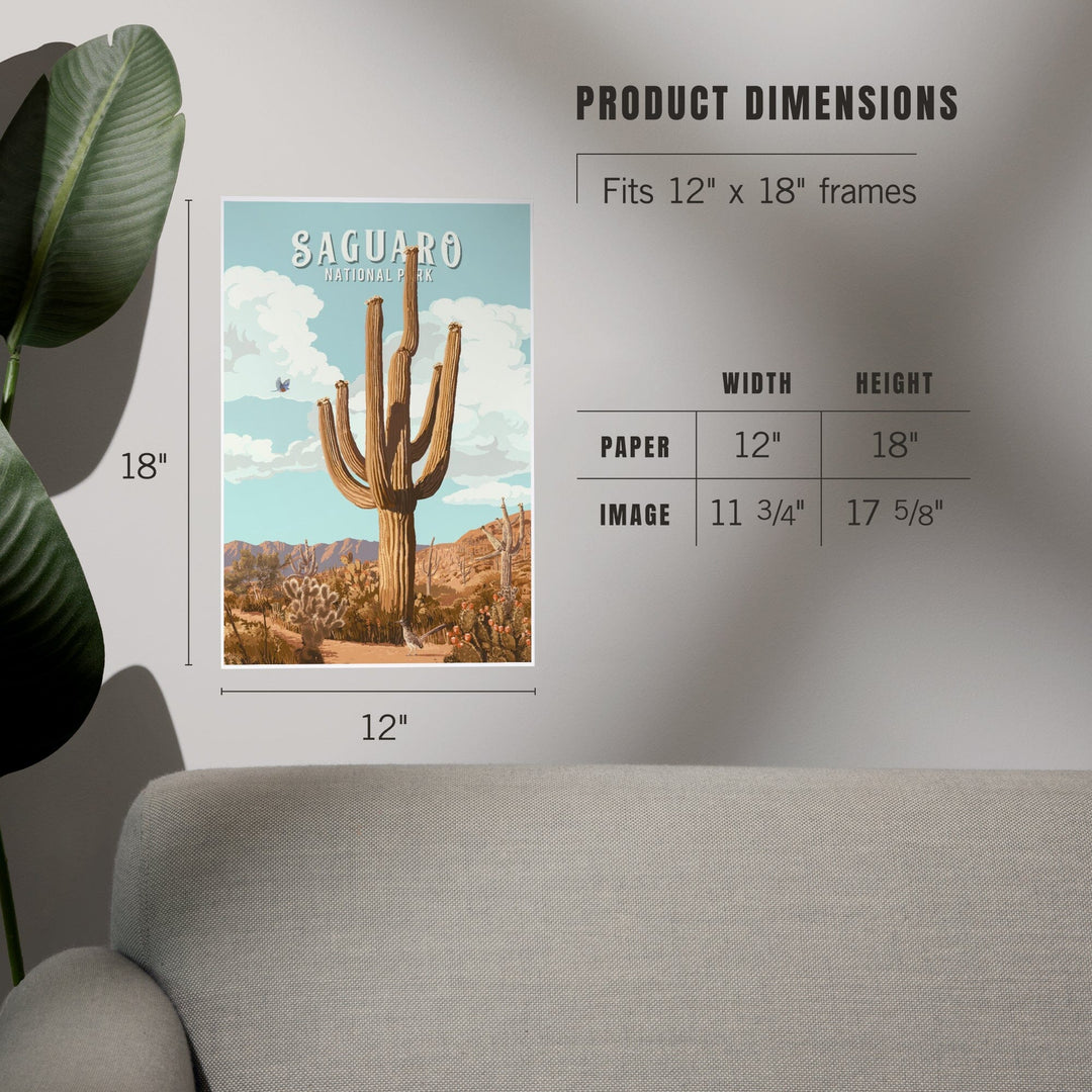 Saguaro National Park, Arizona, Painterly National Park Series, Art & Giclee Prints Art Lantern Press
