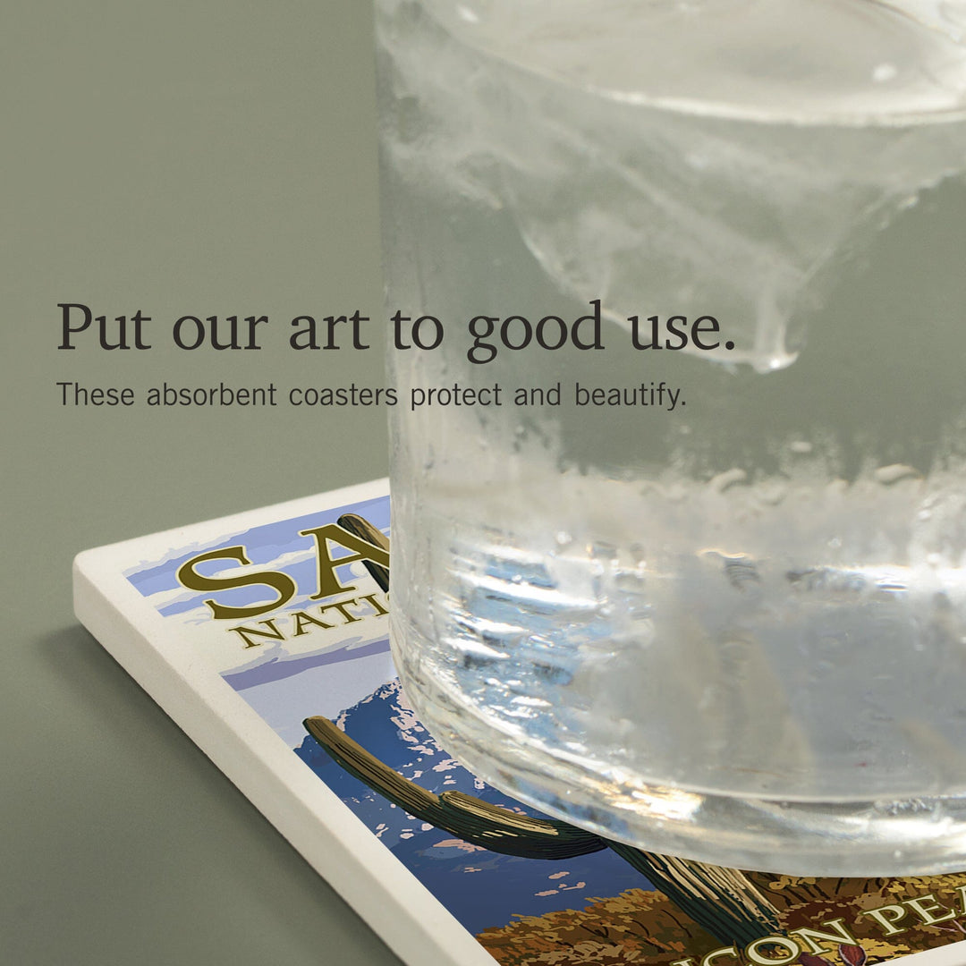 Saguaro National Park, Arizona, Rincon Peak, Coasters Coasters Lantern Press