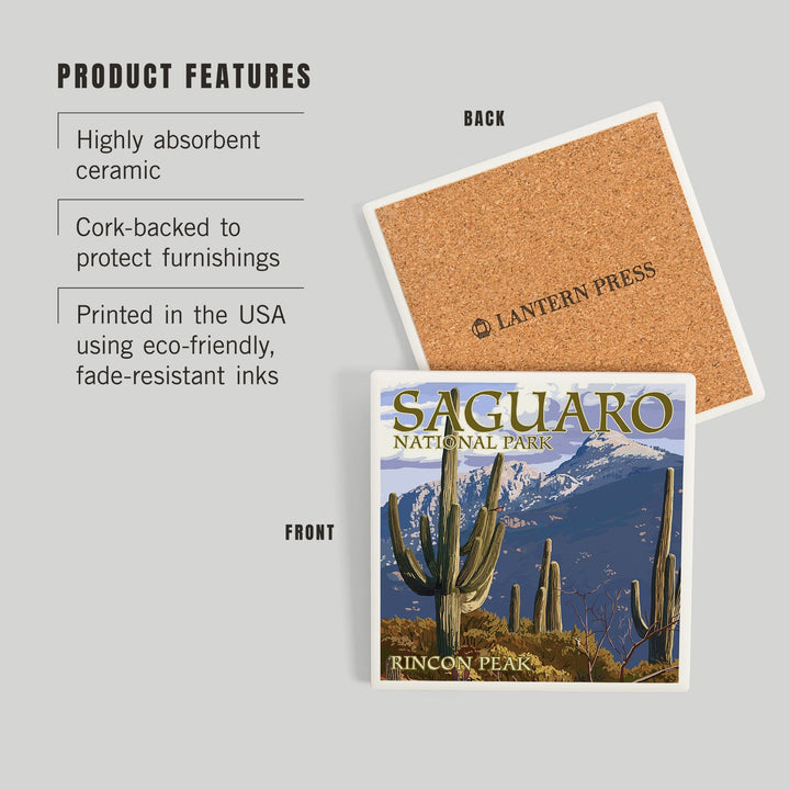 Saguaro National Park, Arizona, Rincon Peak, Coasters Coasters Lantern Press
