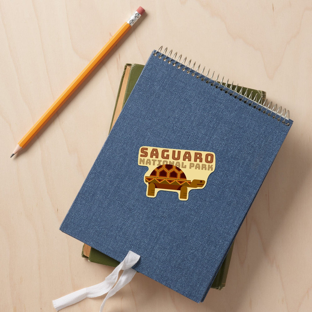 Saguaro National Park, Arizona, Tortoise, Geometric, Contour, Lantern Press Artwork, Vinyl Sticker Sticker Lantern Press