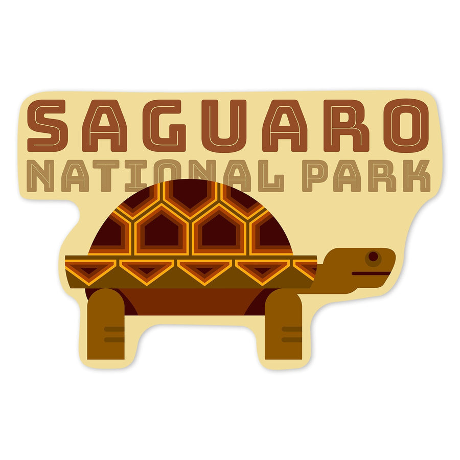 Saguaro National Park, Arizona, Tortoise, Geometric, Contour, Lantern Press Artwork, Vinyl Sticker Sticker Lantern Press