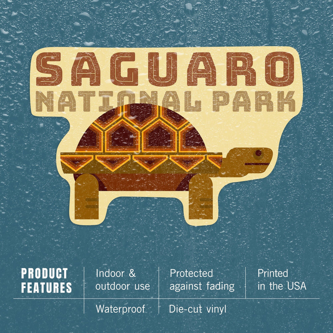 Saguaro National Park, Arizona, Tortoise, Geometric, Contour, Lantern Press Artwork, Vinyl Sticker Sticker Lantern Press