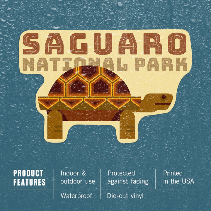 Saguaro National Park, Arizona, Tortoise, Geometric, Contour, Lantern Press Artwork, Vinyl Sticker Sticker Lantern Press
