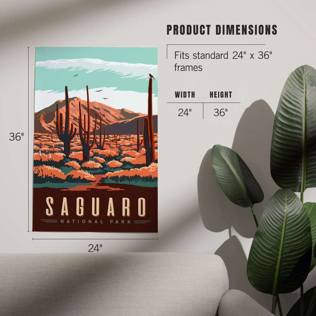 Saguaro National Park, Desert Scene with Cactus, Art & Giclee Prints Art Lantern Press