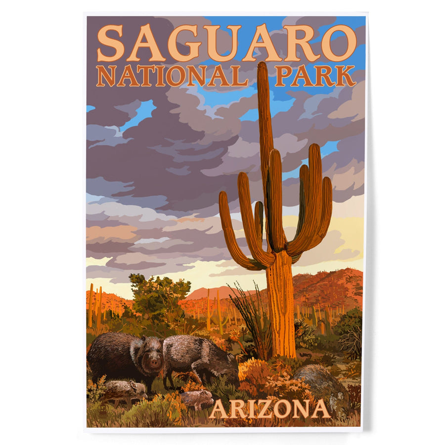 Saguaro National Park, Javelina, Art & Giclee Prints Art Lantern Press 