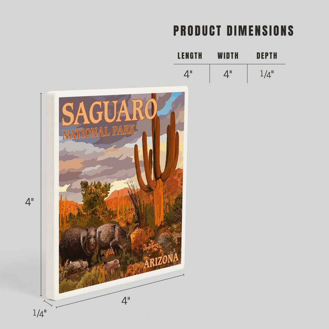 Saguaro National Park, Javelina, Coasters Coasters Lantern Press