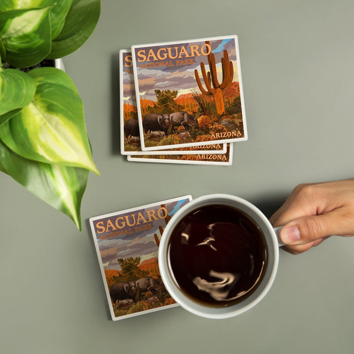 Saguaro National Park, Javelina, Coasters Coasters Lantern Press