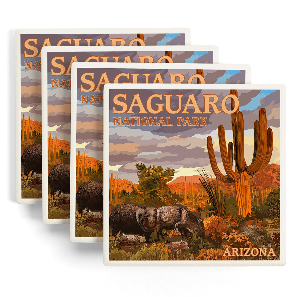 Saguaro National Park, Javelina, Coasters Coasters Lantern Press