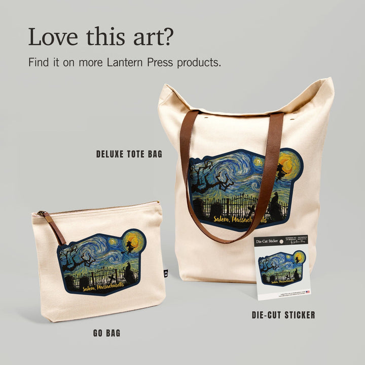 Salem, Massachusetts, Starry Night, Graveyard, Contour, Lantern Press Artwork, Vinyl Sticker Sticker Lantern Press