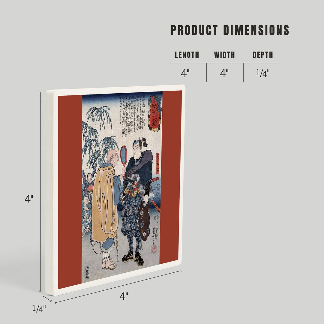 Samurai Miyamoto Musashi, Japanese Wood-Cut, Coasters Coasters Lantern Press