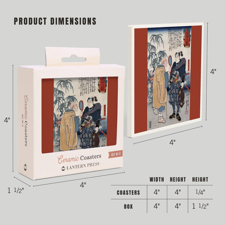 Samurai Miyamoto Musashi, Japanese Wood-Cut, Coasters Coasters Lantern Press