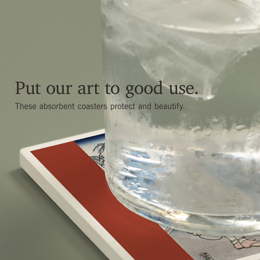 Samurai Miyamoto Musashi, Japanese Wood-Cut, Coasters Coasters Lantern Press