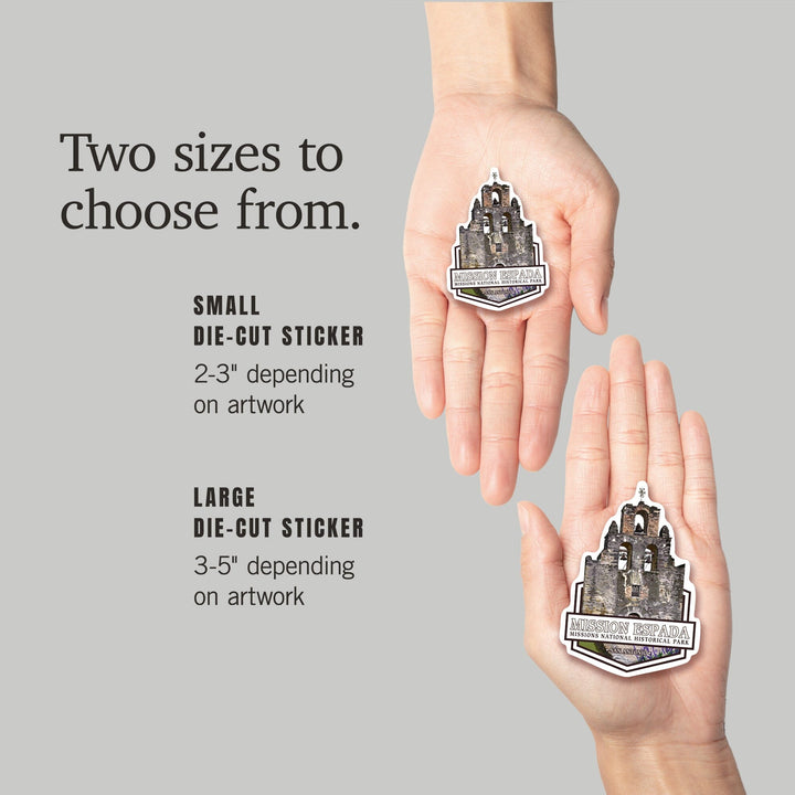 San Antonio Missions National Historical Park, Texas, Mission Espada, Contour, Lantern Press Artwork, Vinyl Sticker Sticker Lantern Press