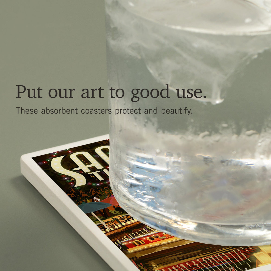 San Antonio, Texas, The Riverwalk, Coasters Coasters Lantern Press