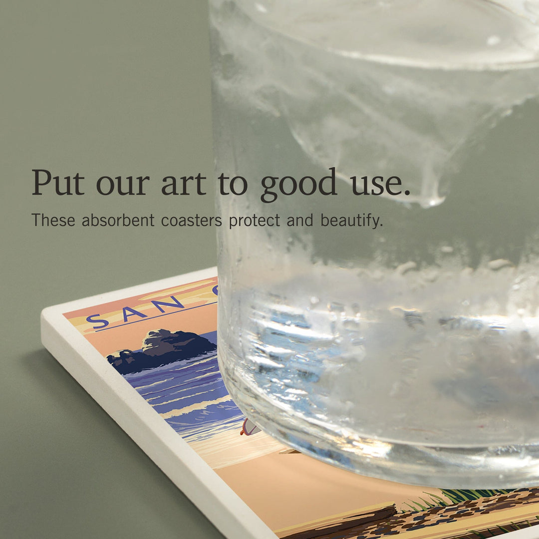 San Clemente, California, Woody on Beach, Coasters Coasters Lantern Press