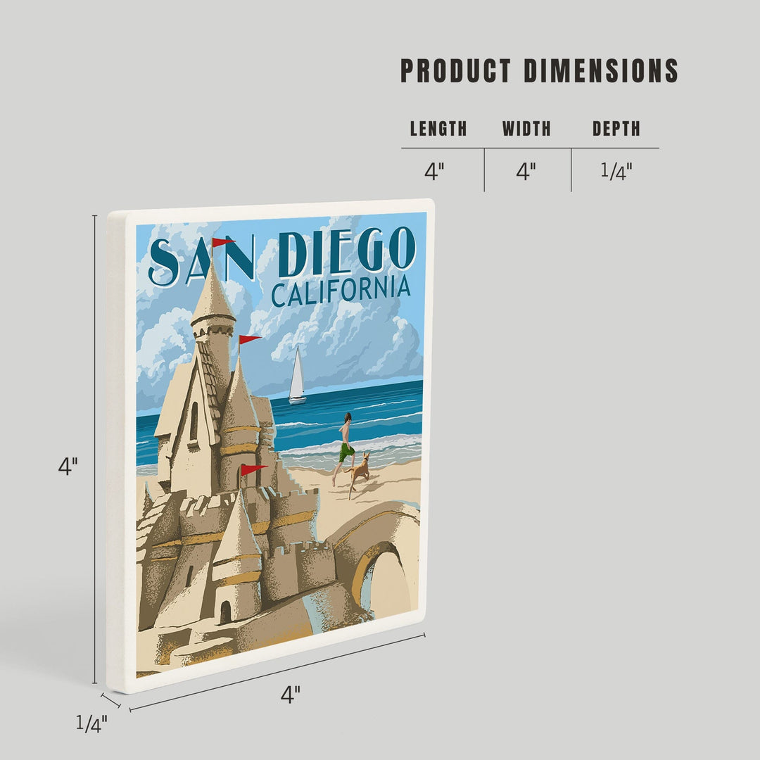 San Diego, California, Sandcastle, Coasters Coasters Lantern Press