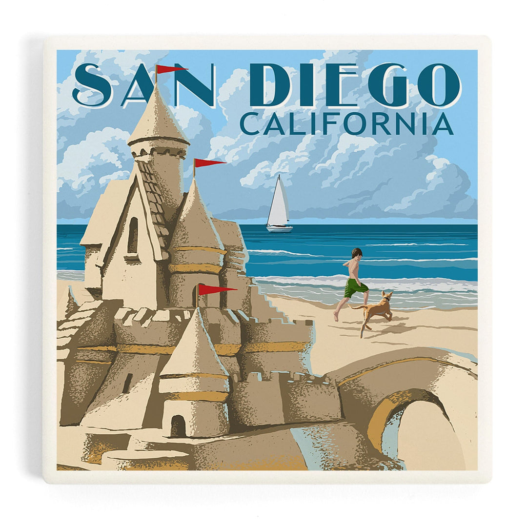 San Diego, California, Sandcastle, Coasters Coasters Lantern Press