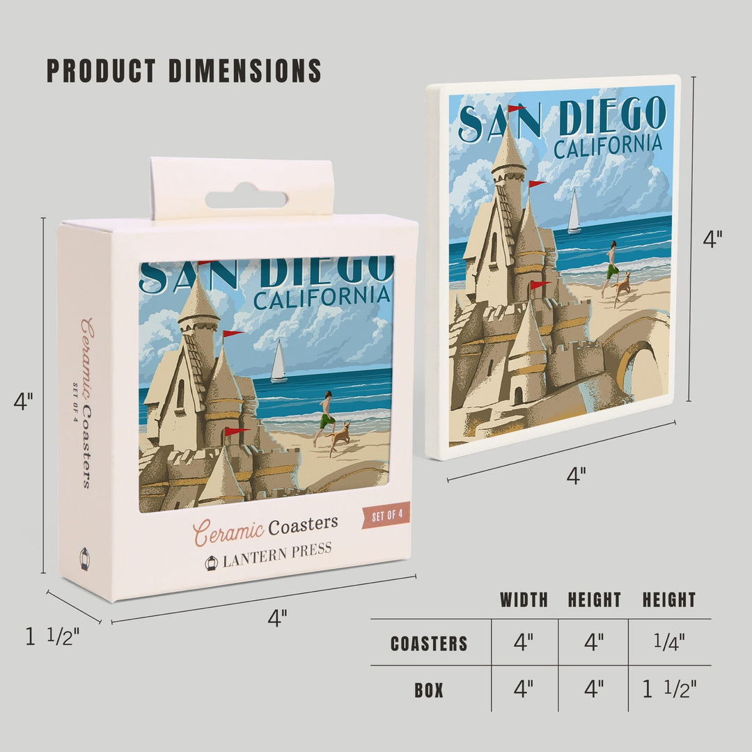 San Diego, California, Sandcastle, Coasters Coasters Lantern Press