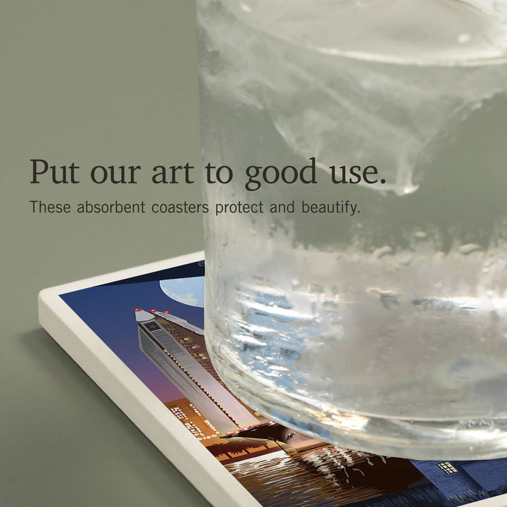 San Diego, California, Skyline at Night, Coasters Coasters Lantern Press