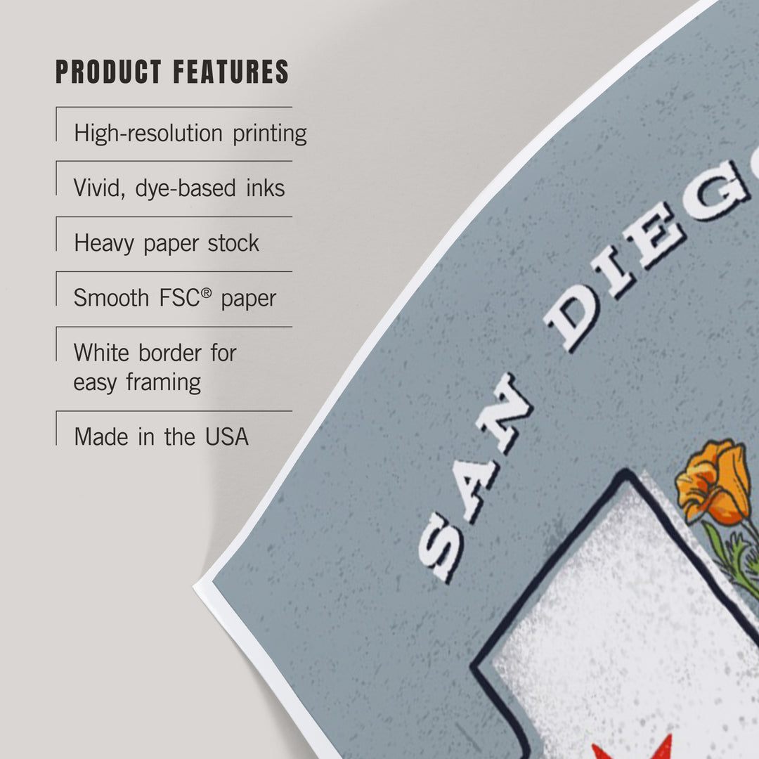 San Diego, California, State Treasure Trove, Art & Giclee Prints Art Lantern Press