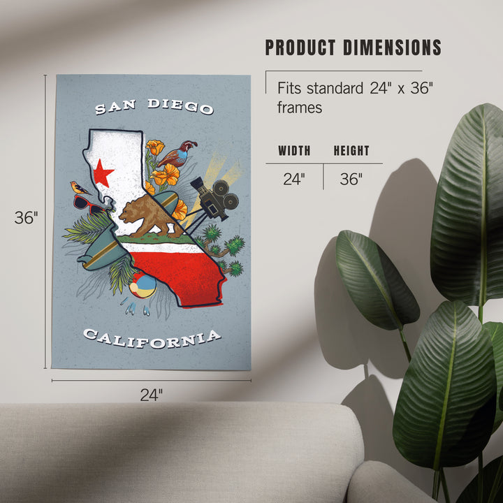 San Diego, California, State Treasure Trove, Art & Giclee Prints Art Lantern Press