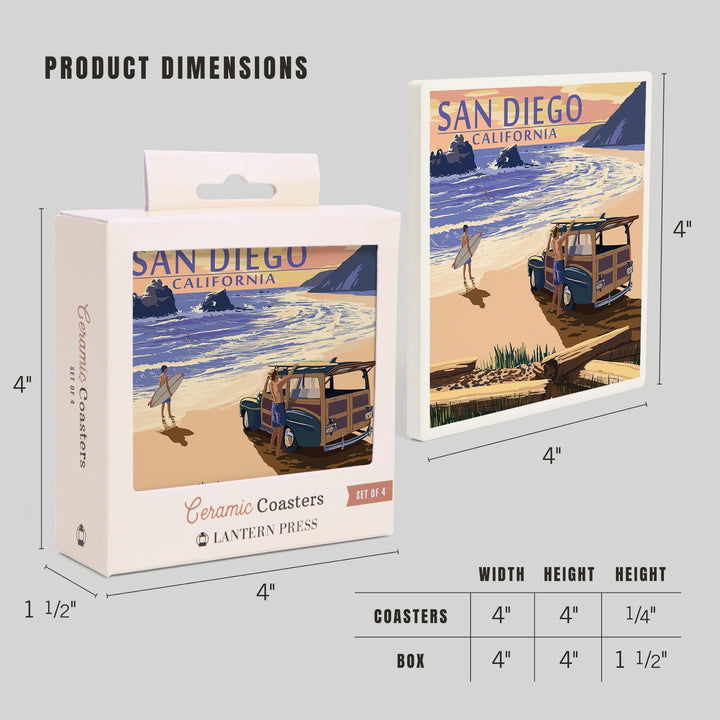 San Diego, California, Woody on Beach, Coasters Coasters Lantern Press
