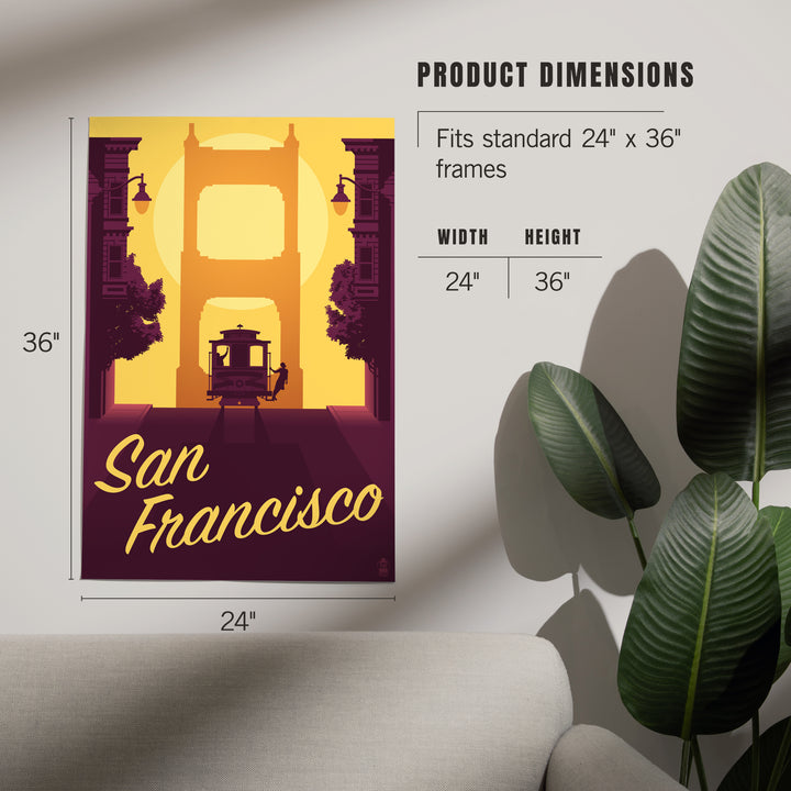 San Francisco, California, Cable Car and Sunset Bridge, Art & Giclee Prints Art Lantern Press