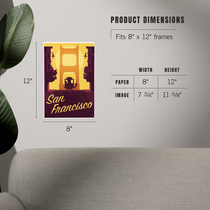 San Francisco, California, Cable Car and Sunset Bridge, Art & Giclee Prints Art Lantern Press