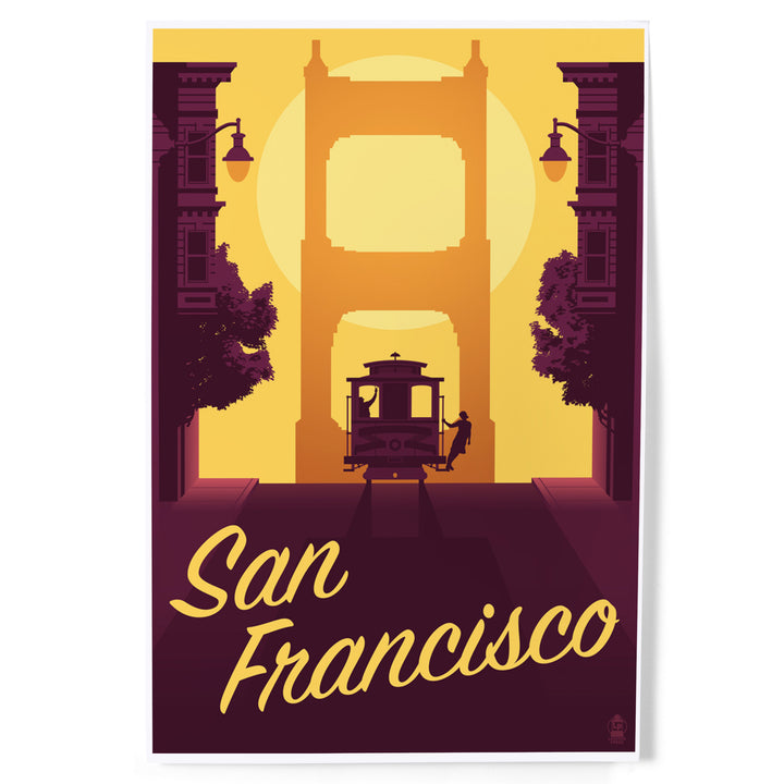 San Francisco, California, Cable Car and Sunset Bridge, Art & Giclee Prints Art Lantern Press