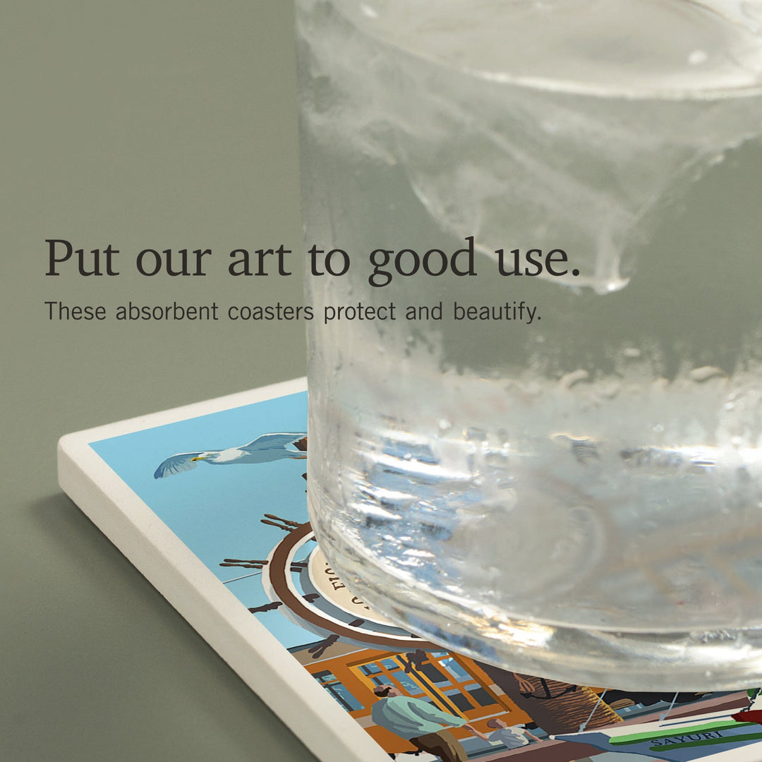 San Francisco, California, Fisherman's Wharf, Coasters Coasters Lantern Press