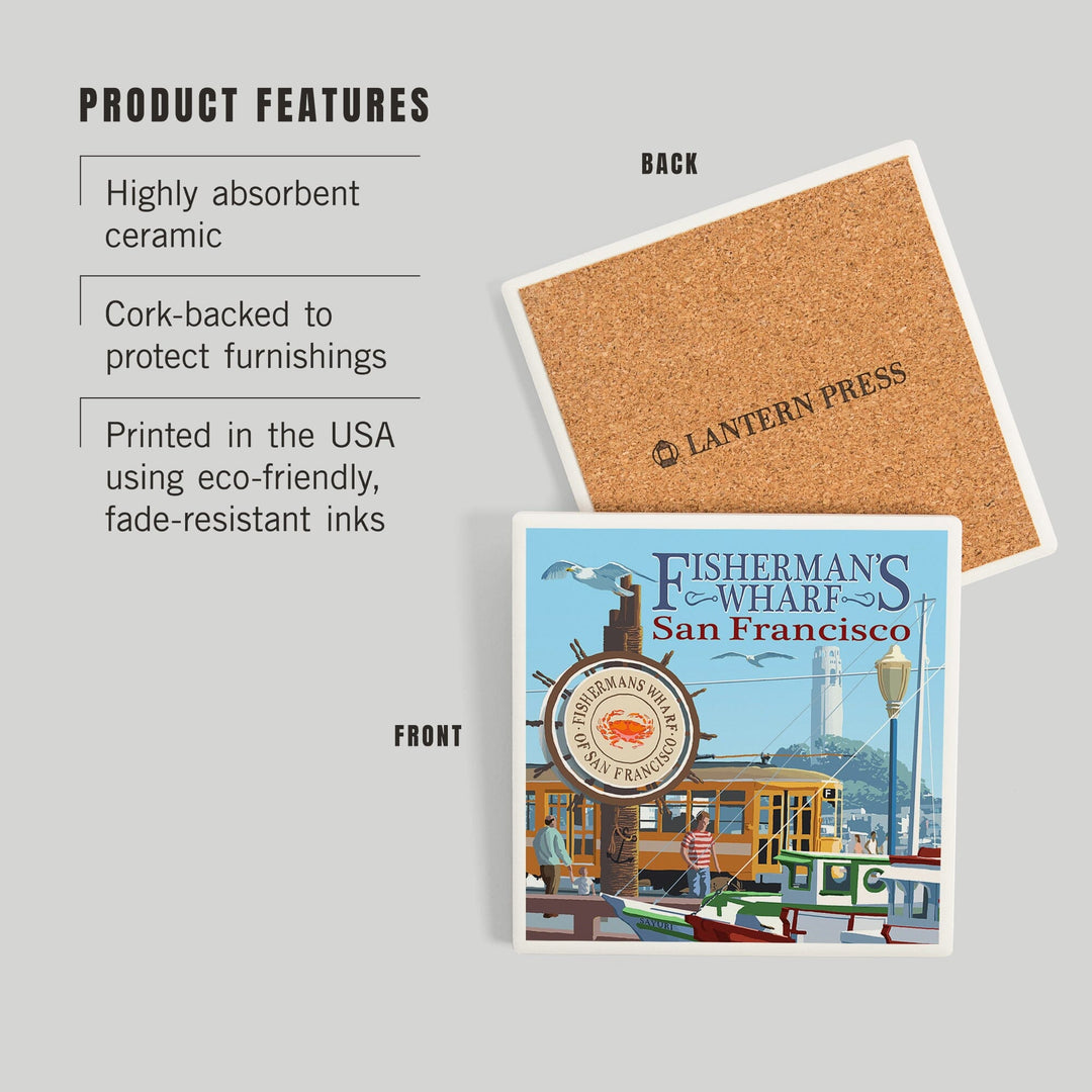 San Francisco, California, Fisherman's Wharf, Coasters Coasters Lantern Press